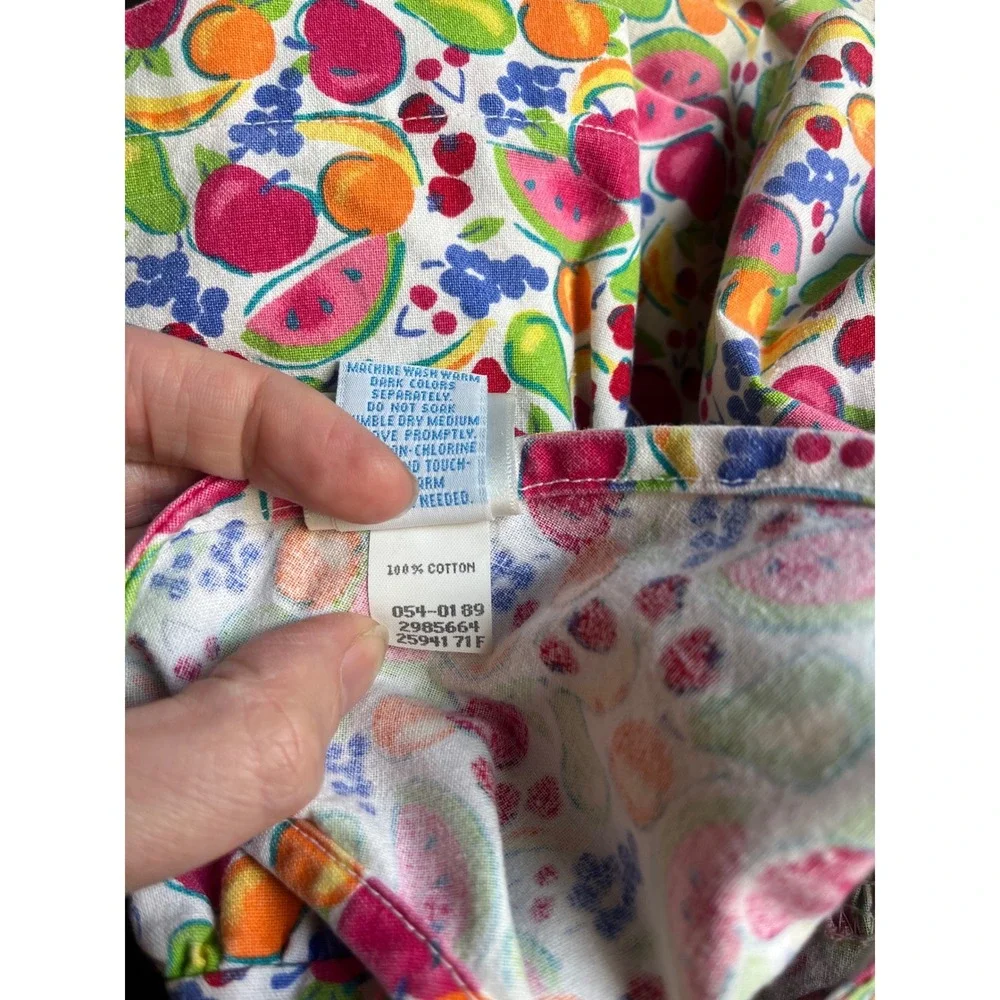 OSHKOSH Vintage 90s Baby B'gosh Fruit Print Romper Dress Bubble Made in USA